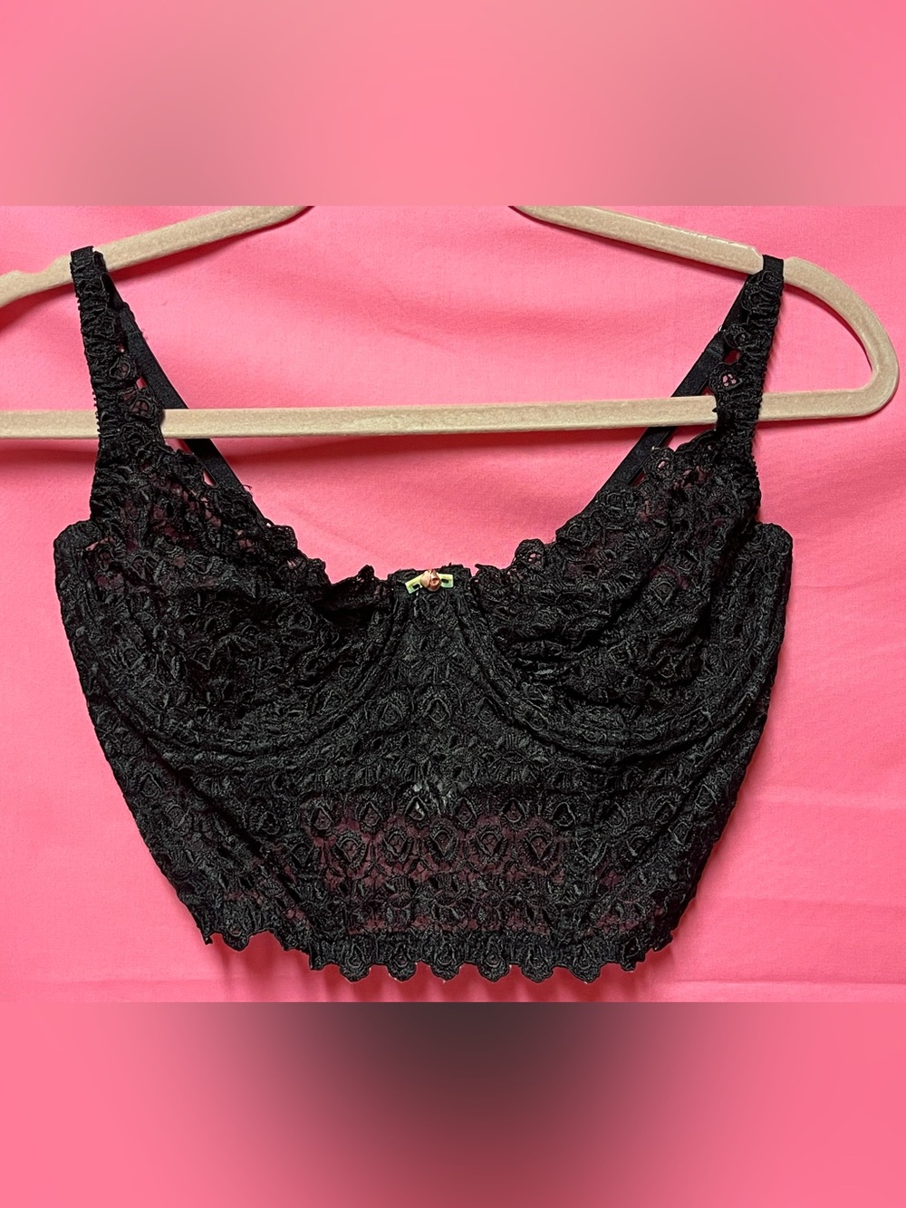 Vintage Victoria's Secret Black Lace Longline Balconette Bra Bustier 38C Corset - Picture 3 of 9